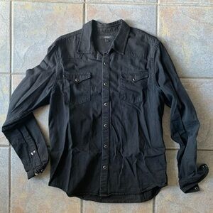 DSTLD Black Denim Western Shirt